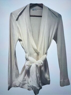 Brunello Cucinelli Cream Wrap Cardigan